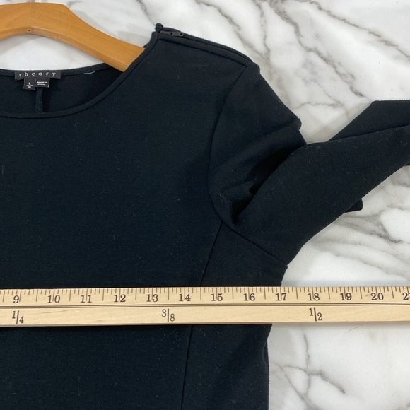 Theory‎ Mimi Q Classical Dress Womens Large Black Quilted Long Sleeve Shift Crew - Picture 11 of 13